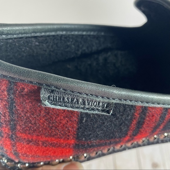 Chelsea & Violet Red Black Buffalo Check Slip-on Flats Flannel Fuzzy Lined 8 - Picture 7 of 10